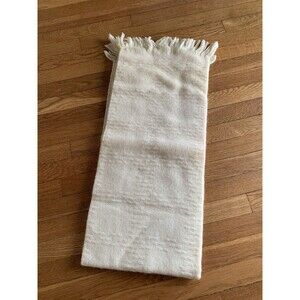 Vintage Faribo Throw Blanket 60% Wool Cream Yellow Color 46”x 52” USA